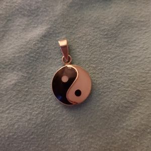 Silver, white and black onyx Yin and Yang pendant